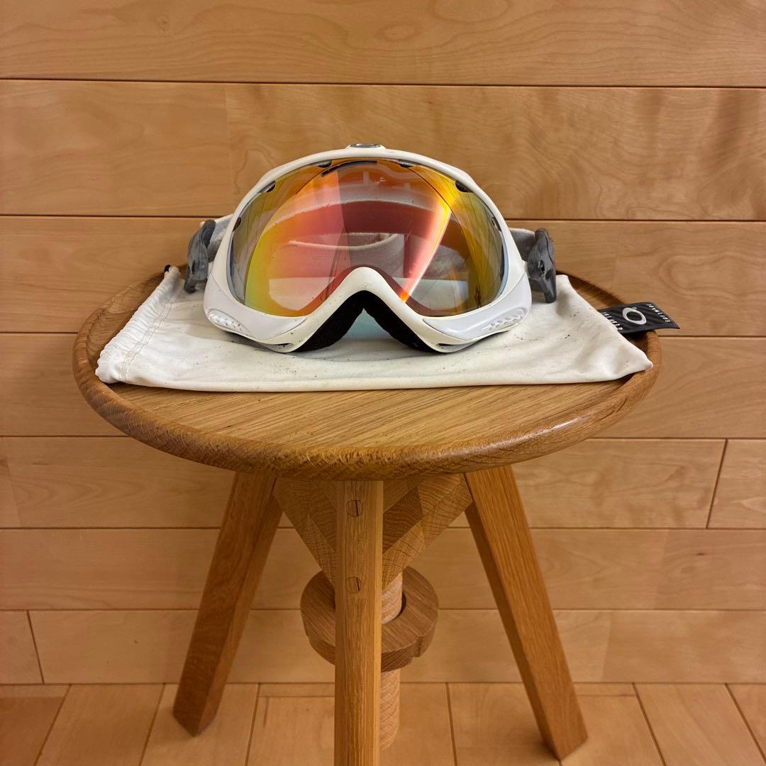 ジャンク品】OAKLEY ミラーレンズゴーグル ホワイト スポンジ劣化 収納