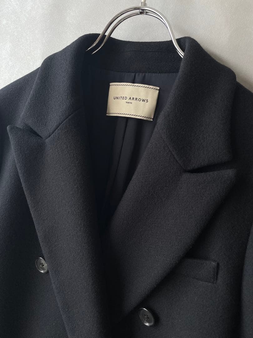 ユナイテッドアローズ　7.1万　Lサイズ　40 濃紺　ピークドラペルロングコート