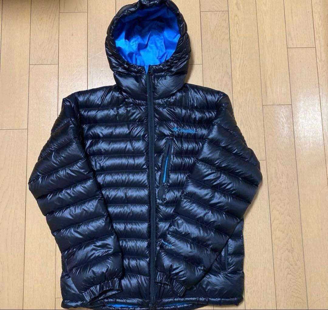 Columbia ダウンジャケット 黒/青 フード付き