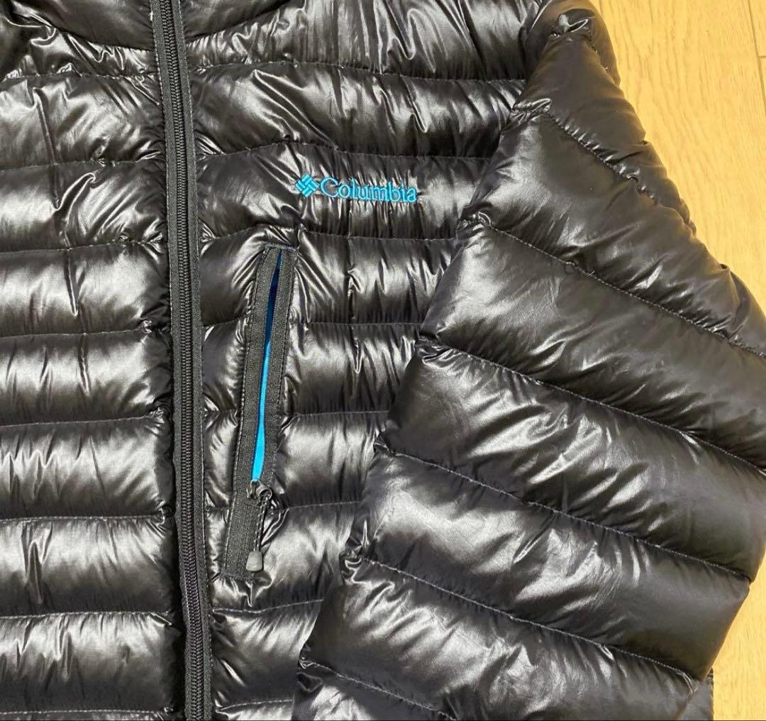 Columbia ダウンジャケット 黒/青 フード付き