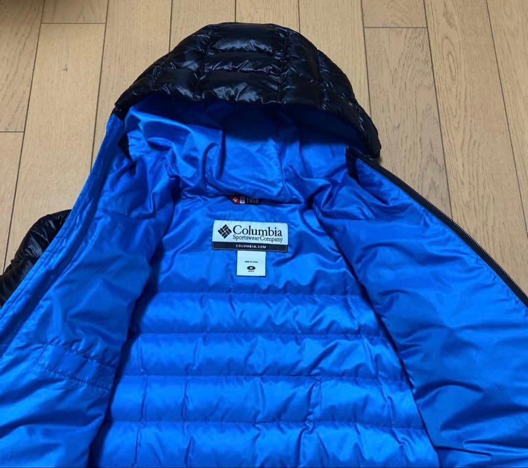 Columbia ダウンジャケット 黒/青 フード付き