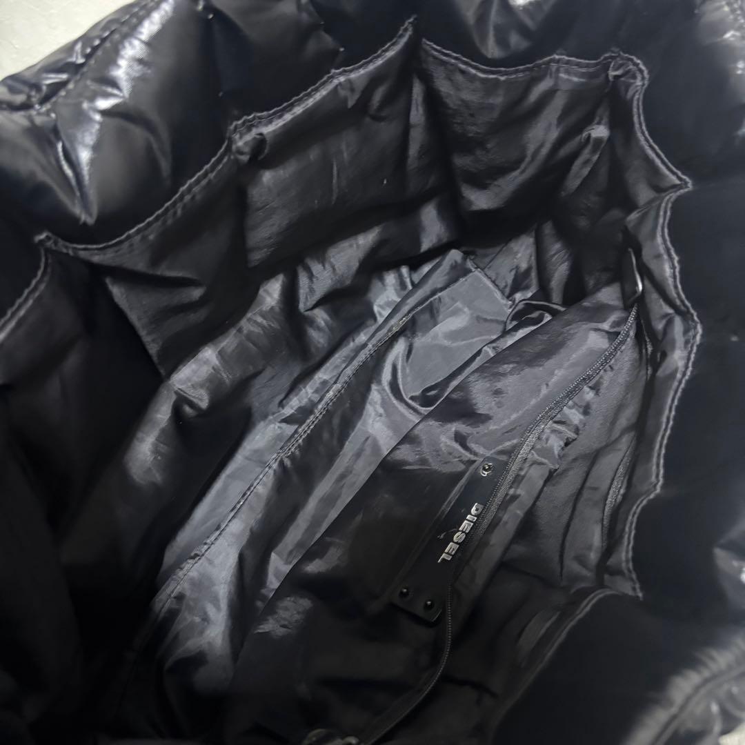 希少】DIESEL ディーゼル トートバッグ ステッチロゴ ダウン ブラック