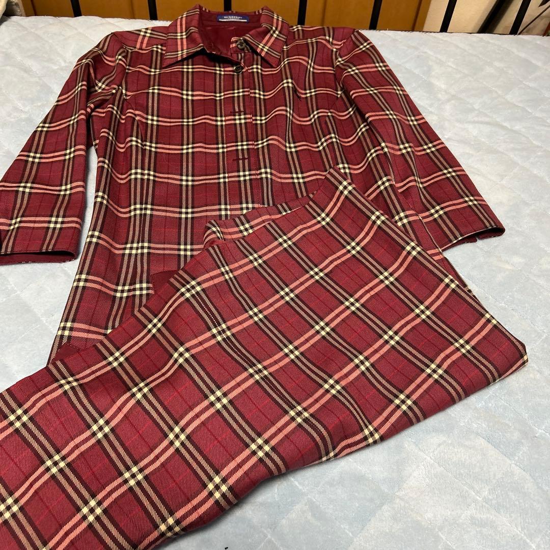 BURBERRY BLUE LABEL ドッキングワンピース チェック柄 黒 赤 36