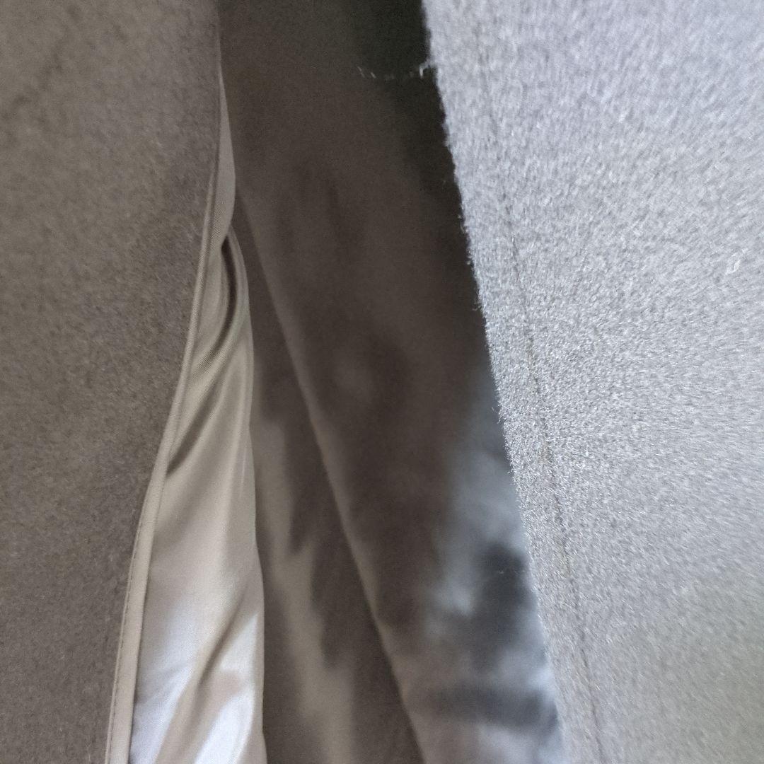 値下げ　新品　フォーマル　カシミヤ混紡ウール ブラックロングコート ファー　L