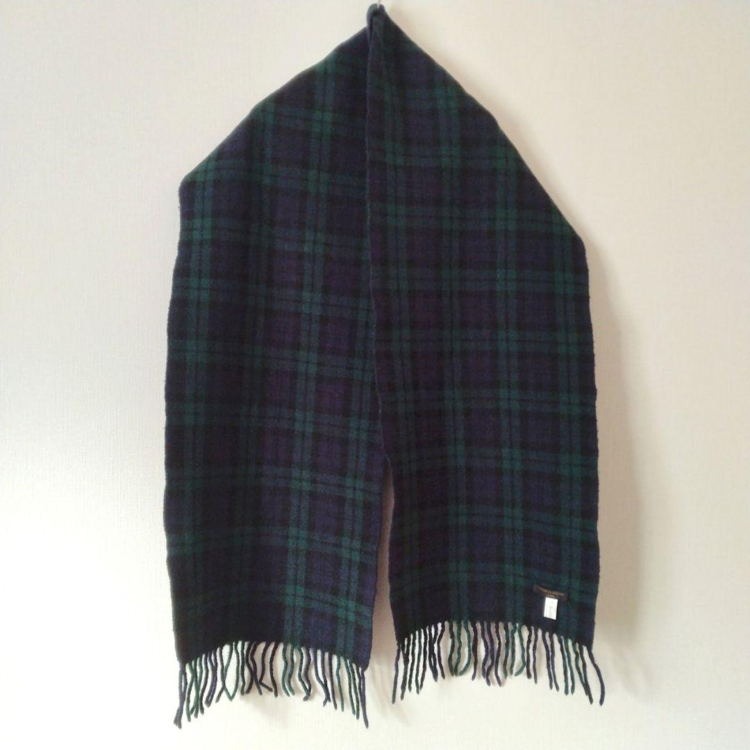 コムデギャルソンオム 縮絨 ウール マフラー ストール タータンチェック 緑 紺
