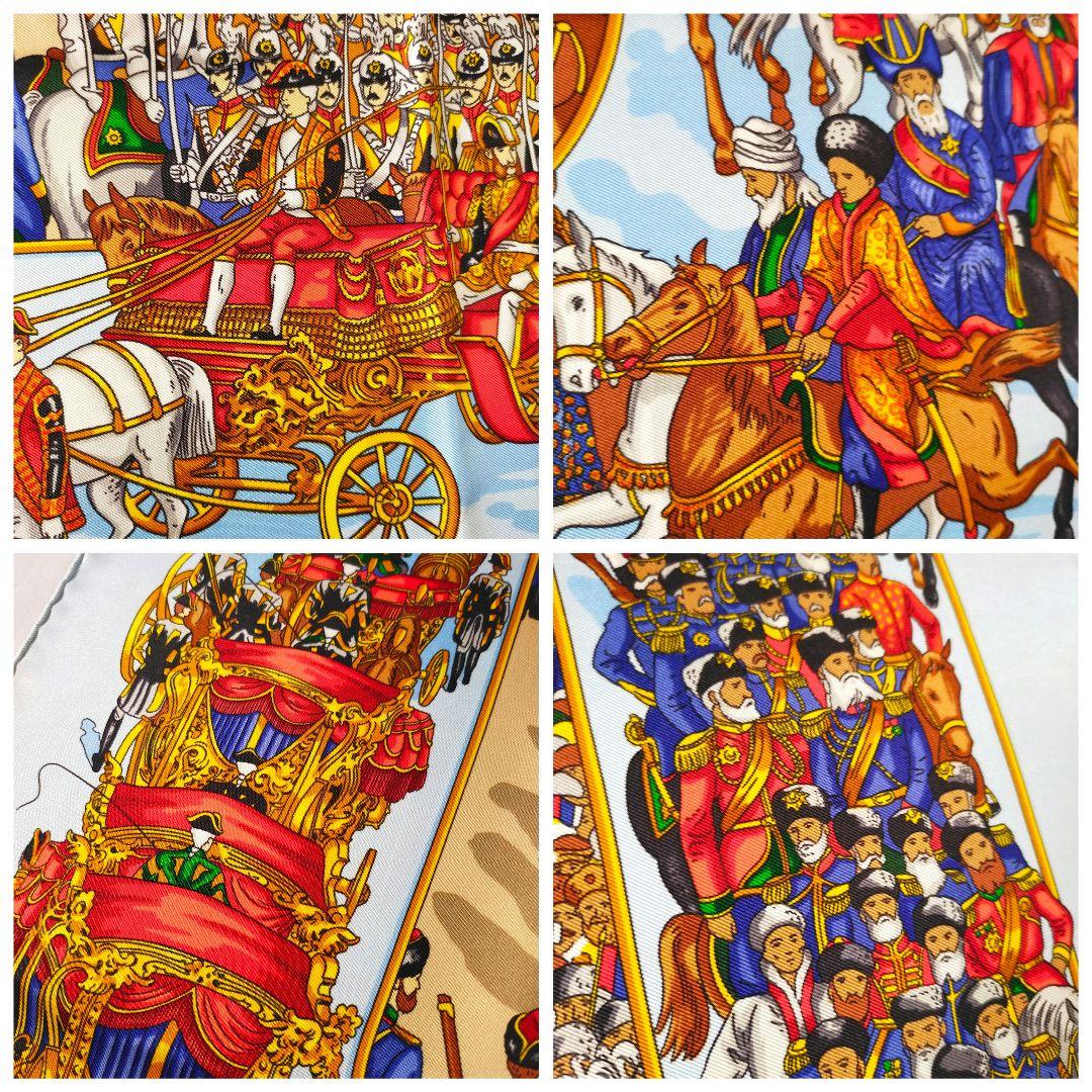 ☘️極美品☘️ HERMES　モスクワ大行進　カレ90 ライトブルー