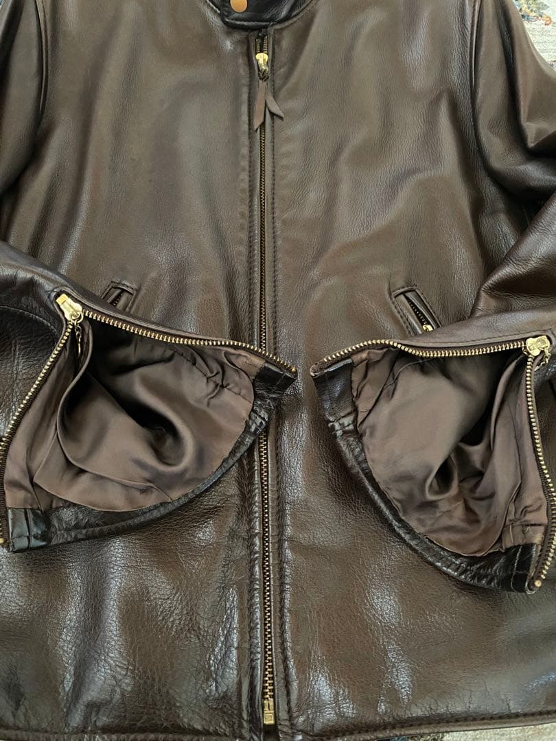 USA製ビームスプラスシングルライダースジャケット茶Mサイズ