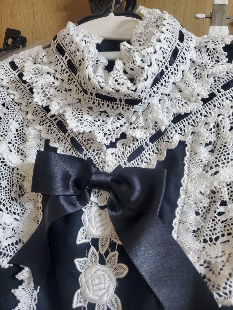 BABY エリザベスワンピース　ヘッドドレス　セット　黒×白