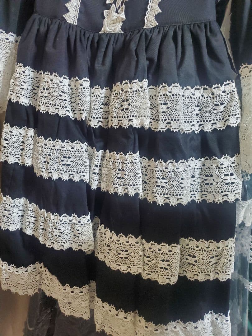 BABY エリザベスワンピース　ヘッドドレス　セット　黒×白