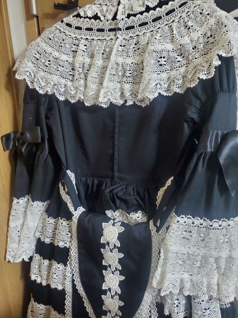 BABY エリザベスワンピース　ヘッドドレス　セット　黒×白