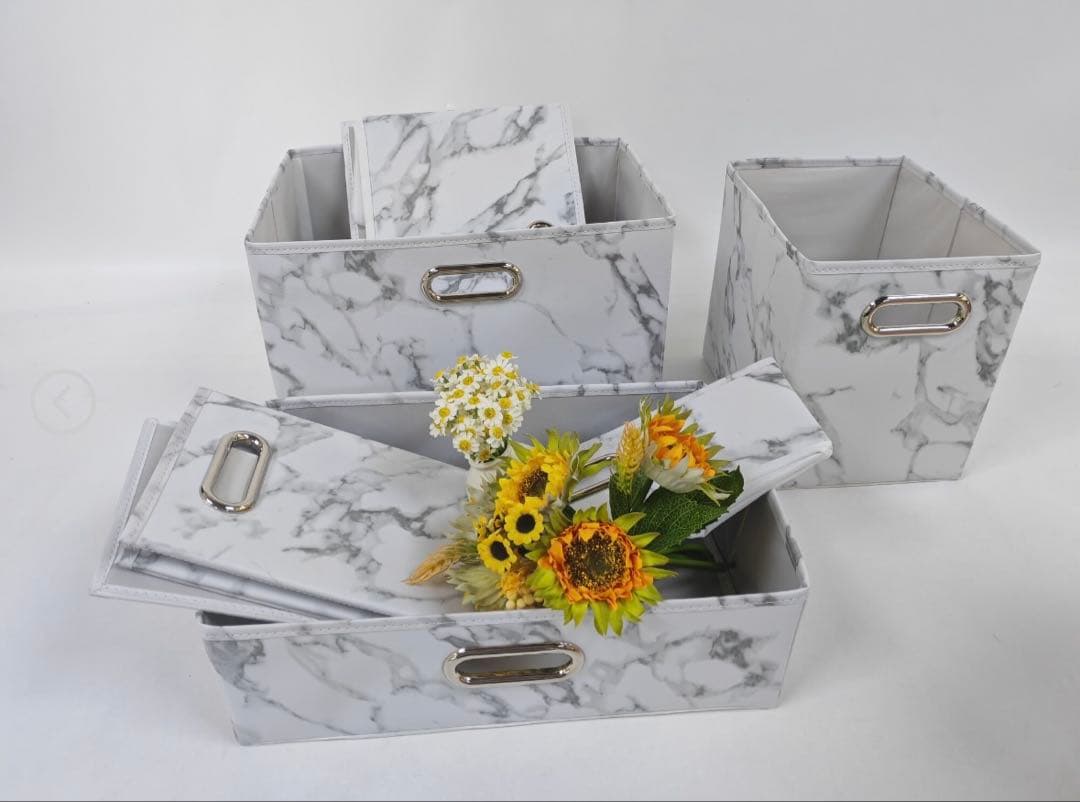 THREEPPY スリーピー 大理石柄 折り畳み収納ボックス 5点セット