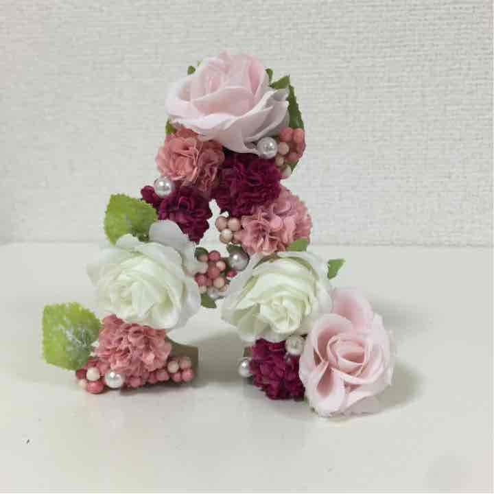 イニシャルフラワー〈3つセット〉ウエディング♡オブジェ   ハンドメイド