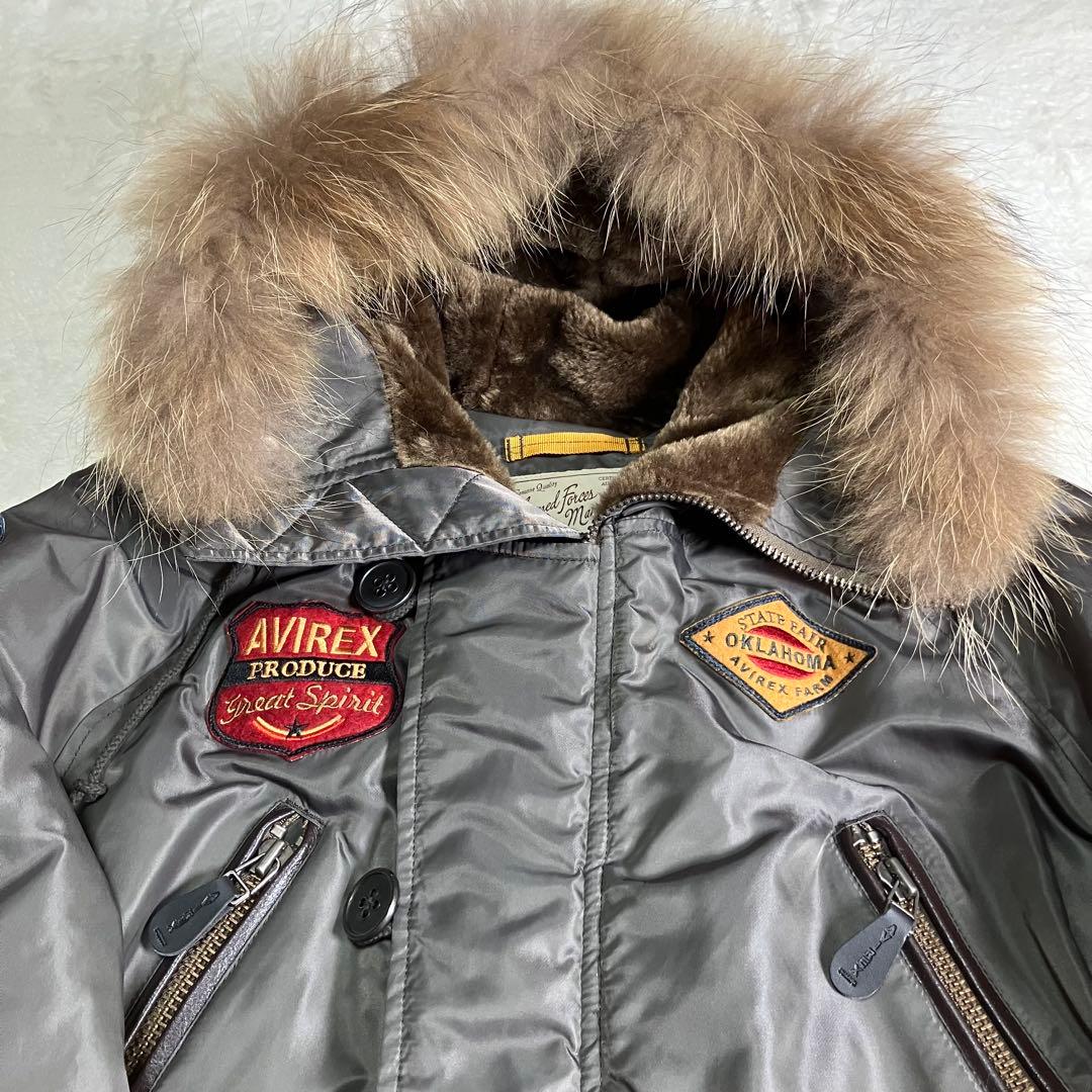 【お達様】2XL未使用級✨AVIREX完売✨N-3BフライトJK ラクーンファー