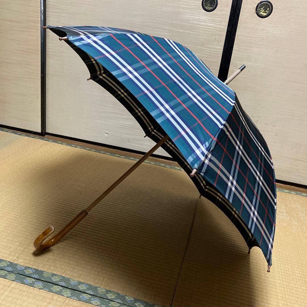 Burberry バーバリー グリーン チェック 長傘 中古品 - メルカリ