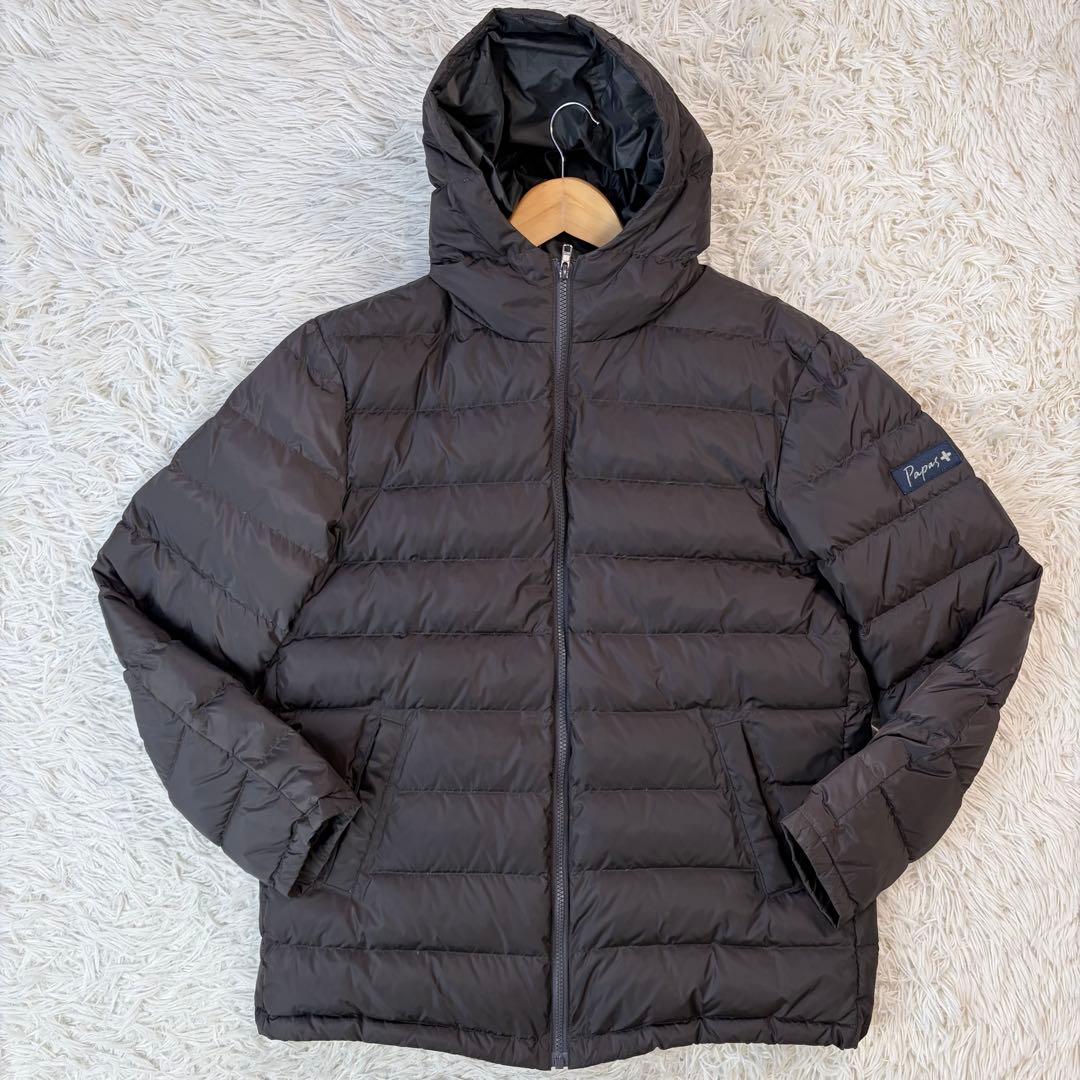 極美品/軽量/Mサイズ✨Papas +ダウンジャケット ロゴワッペン グレー系