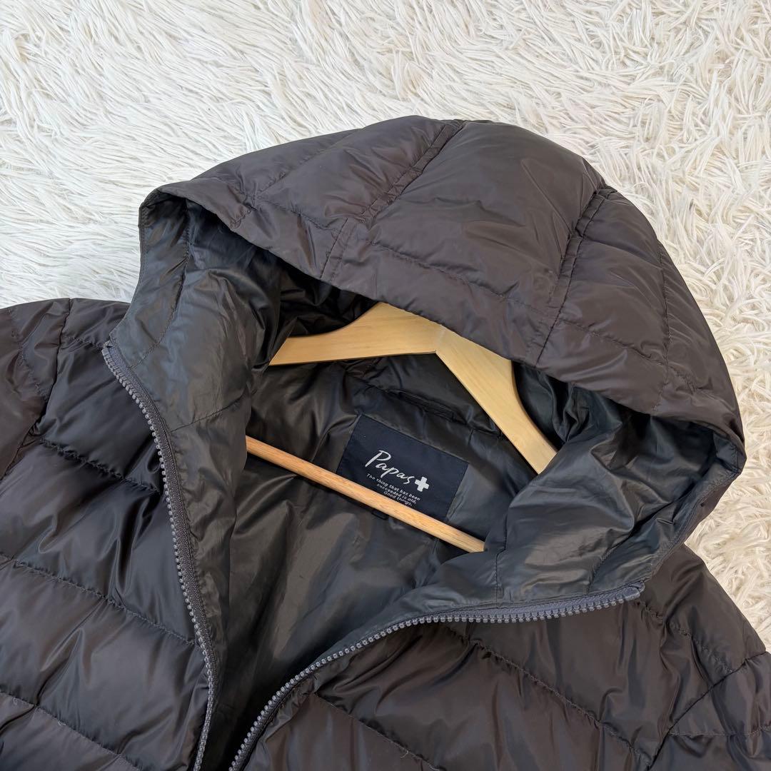 極美品/軽量/Mサイズ✨Papas +ダウンジャケット ロゴワッペン グレー系