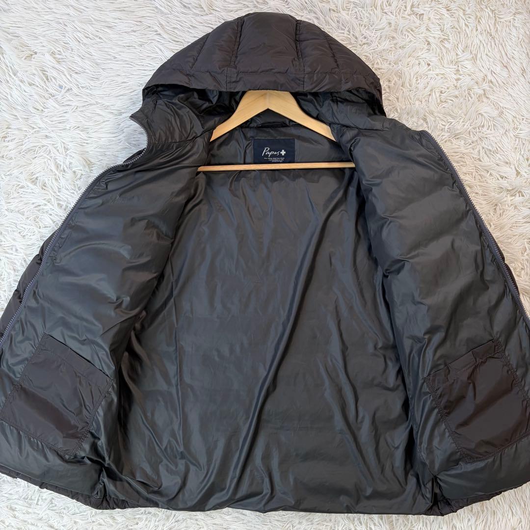 極美品/軽量/Mサイズ✨Papas +ダウンジャケット ロゴワッペン グレー系