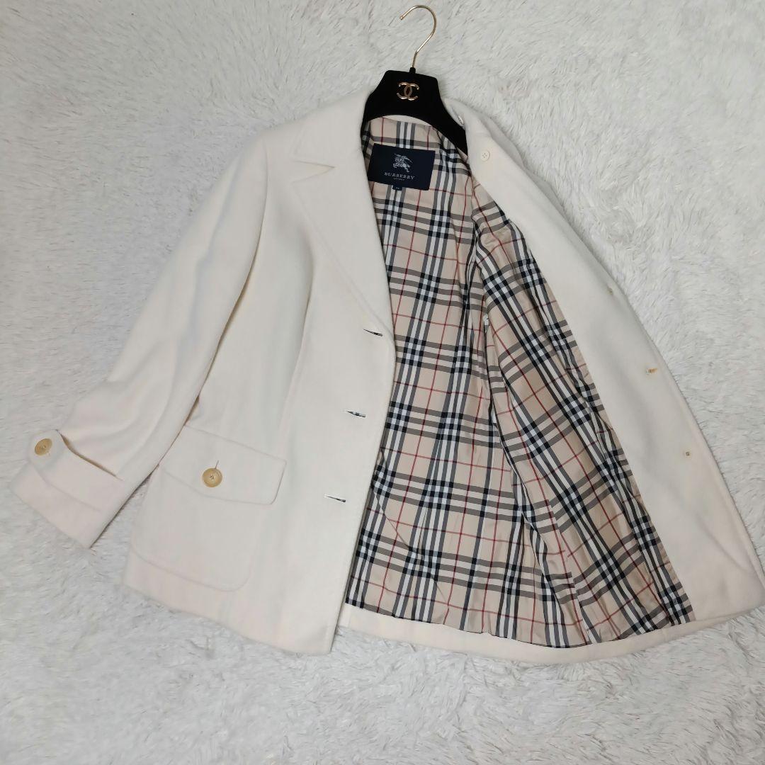 美品■BURBERRY LONDON アンゴラ混 ウールコート ホワイト