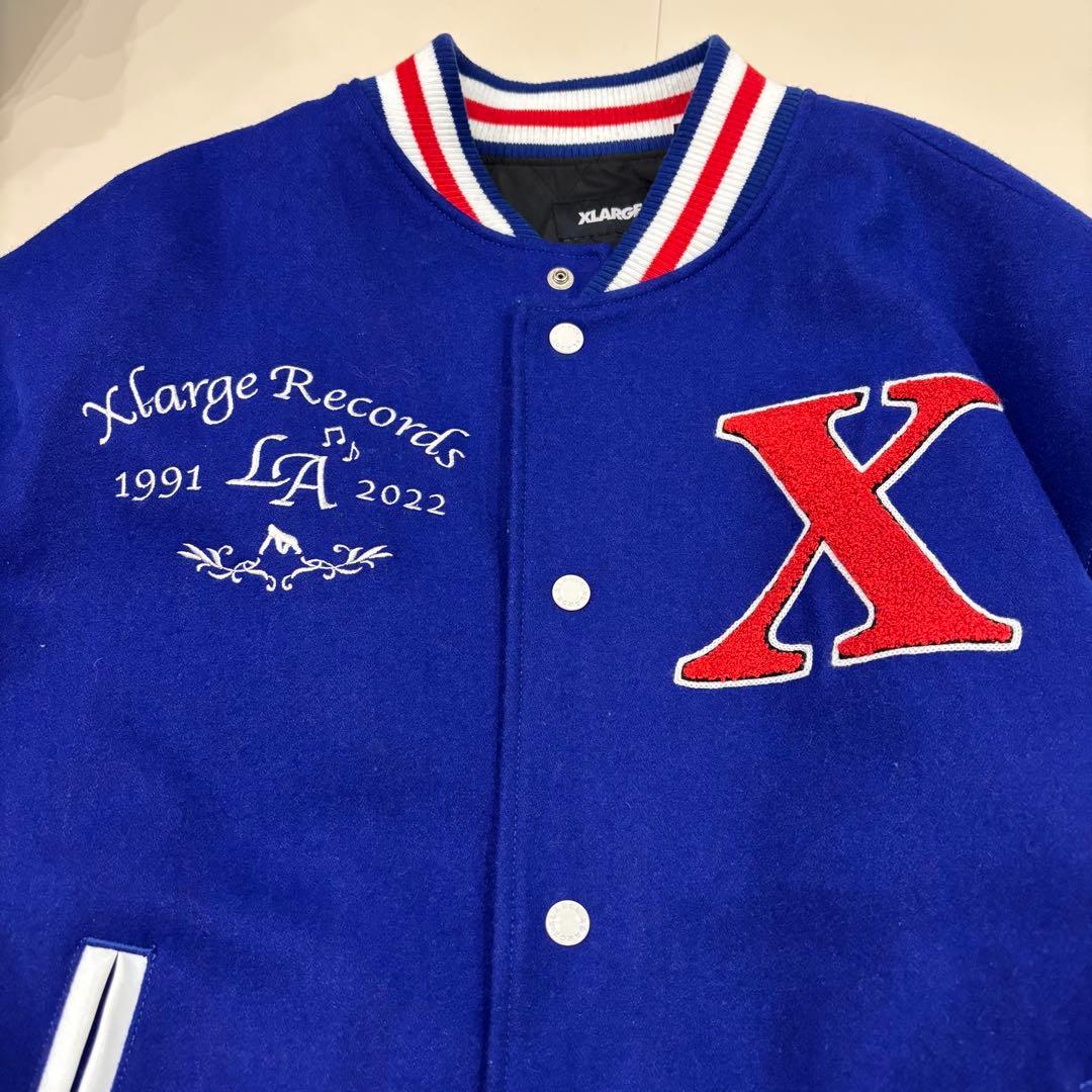 希少XL】エクストララージ☆ 袖切り替えパイルロゴウールスタジャン