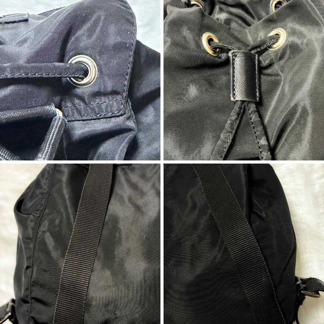 【良品】PRADA プラダ テスートナイロン 巾着型 三角ロゴ ミニリュック