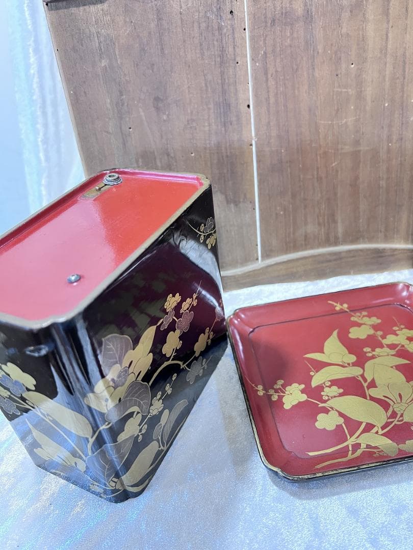 金銀蒔絵 野弁当箱 椿 梅紋 漆器 重箱セット 金箔花模様