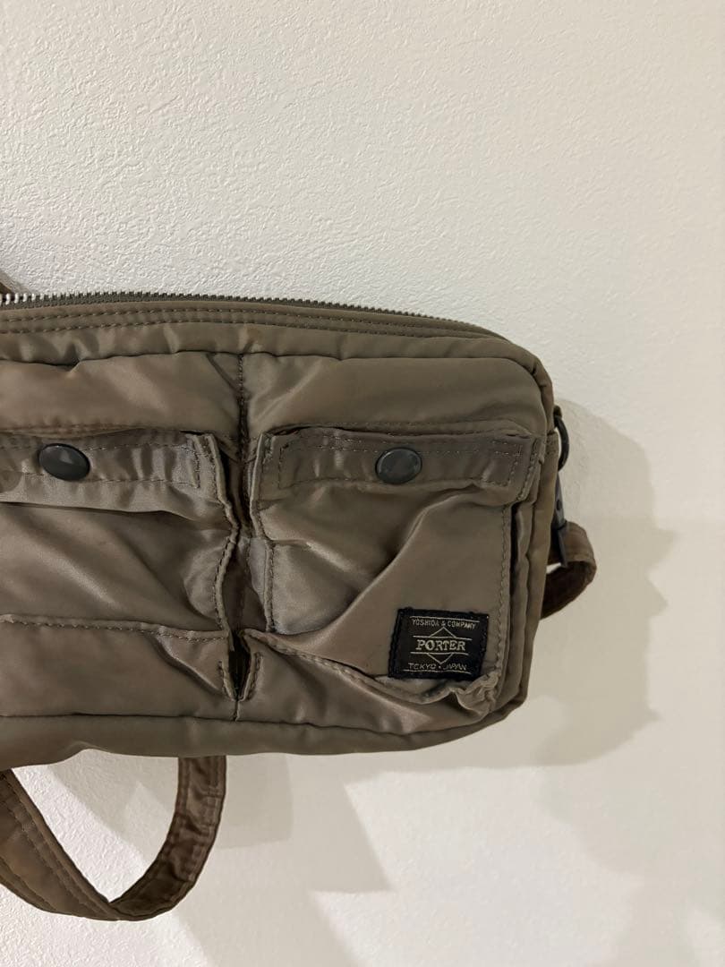 PORTERポーター　タンカー　ショルダーバッグ カーキグレー茶