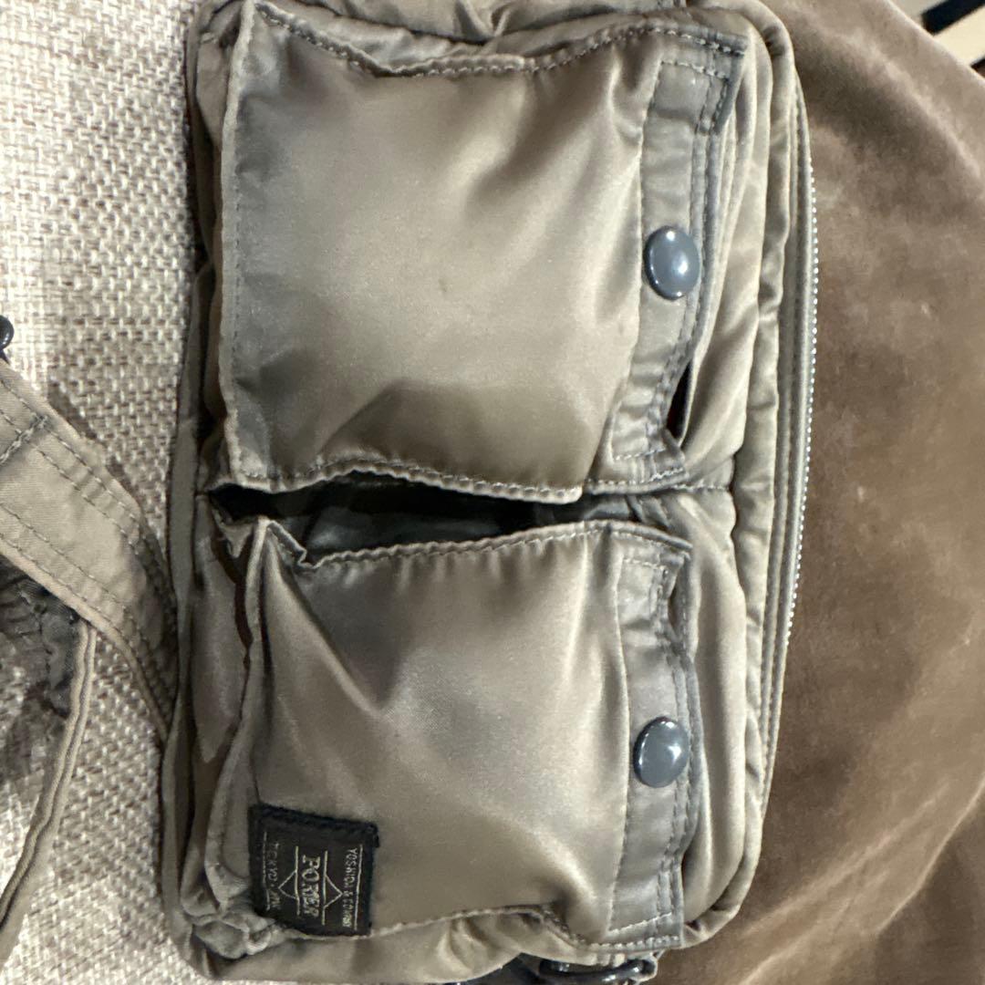 PORTERポーター　タンカー　ショルダーバッグ カーキグレー茶