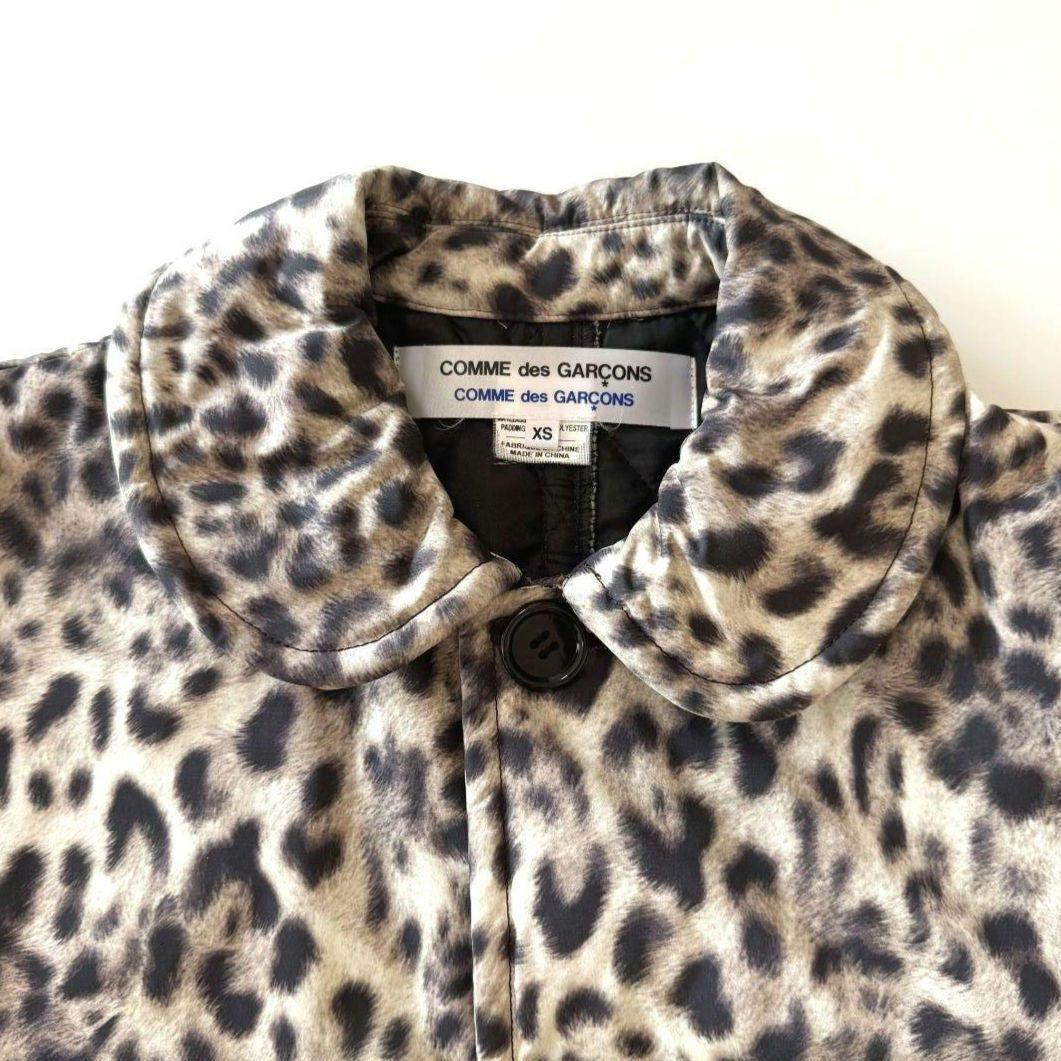 【美品】コムデギャルソン コムコム ヒョウ柄 丸襟 コート キルティング XS