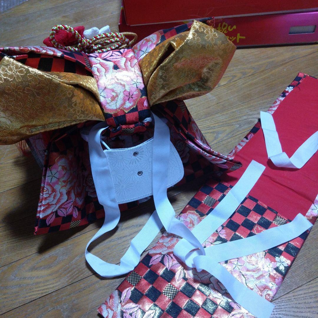 大寸☆七歳☆レースの赤と黒のチェック柄作り帯