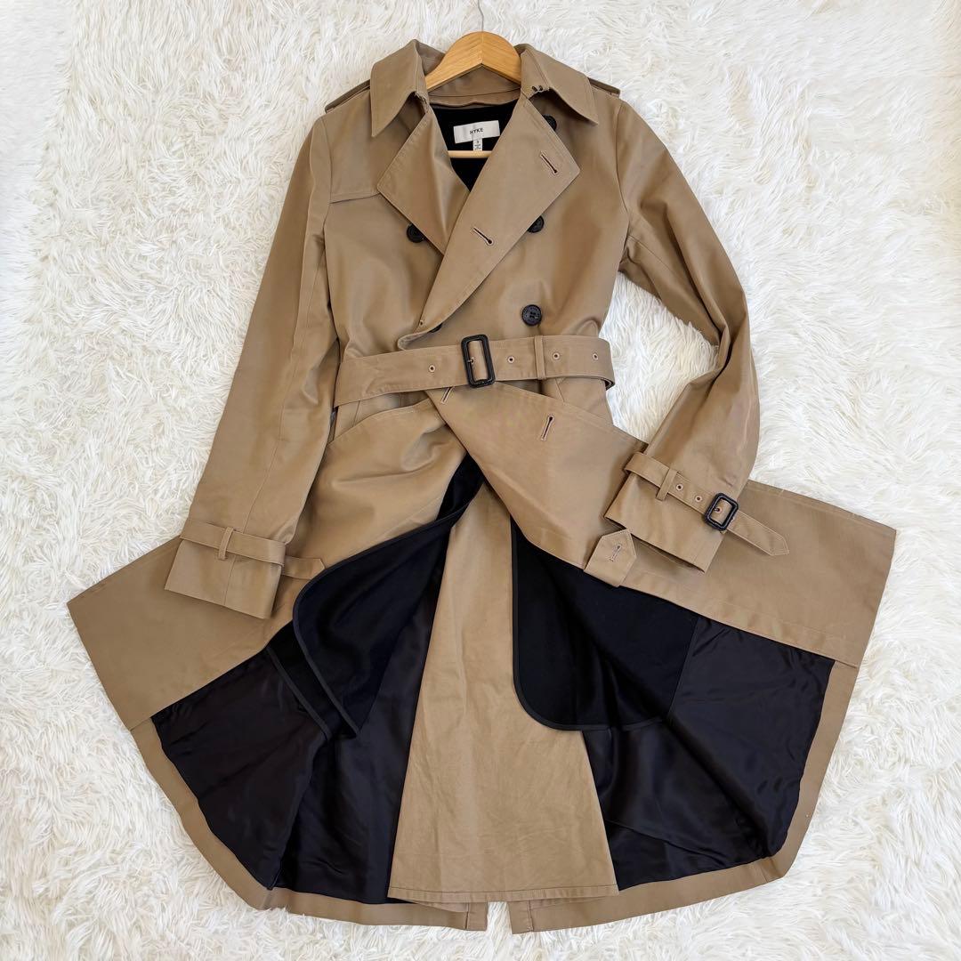 HYKE トレンチコート ライナー付き ベルト 2WAY ベージュL タイト