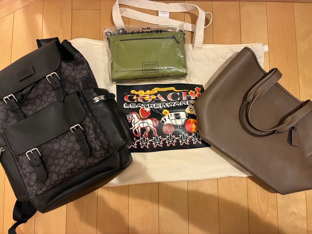 COACH グリーン レザー ショルダーバッグ