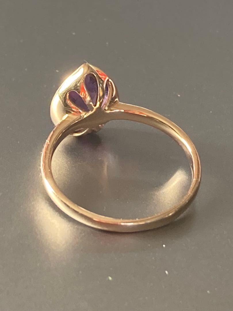 ネ*コ様 TAKANO ティアドロップリング　K18ピンクゴールド　アメジスト