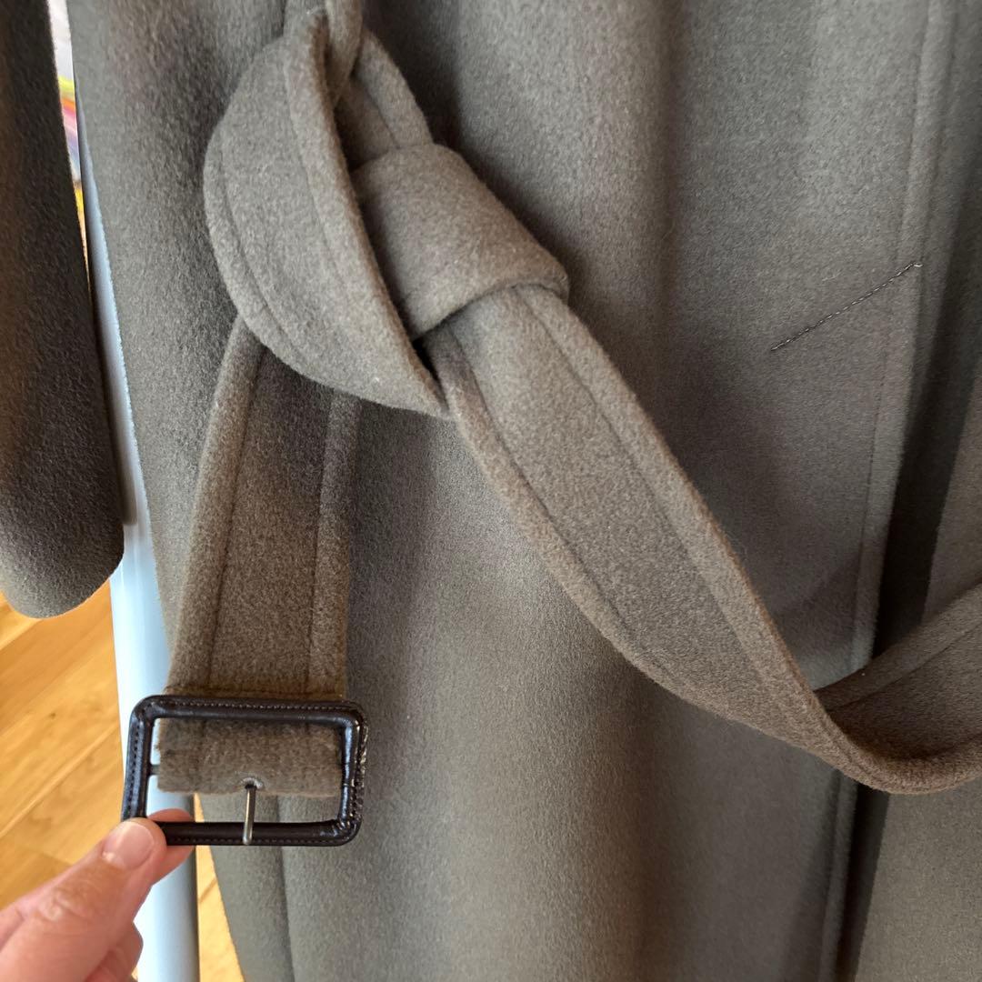 AURALEE オリーブ ウールステンカラーコート共布ベルト付き美品