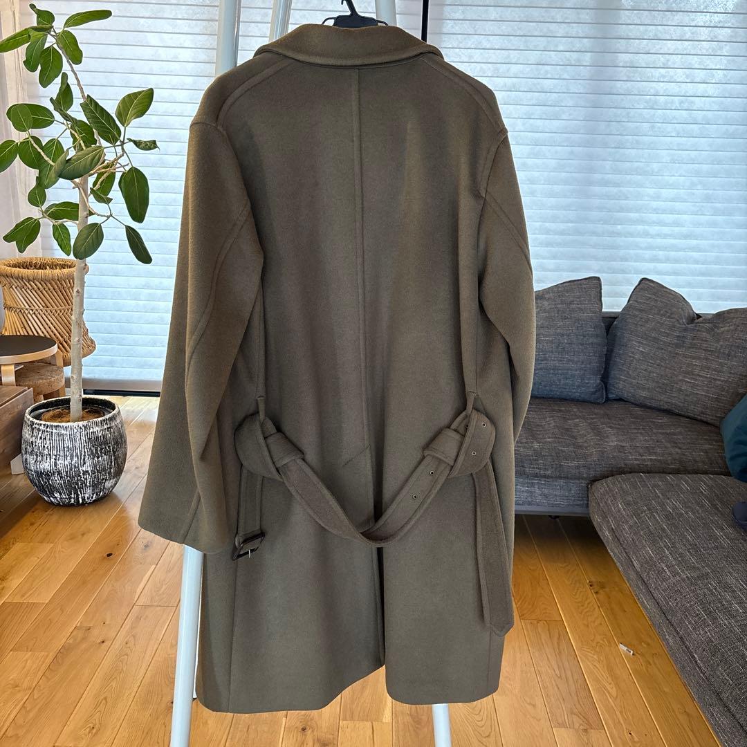AURALEE オリーブ ウールステンカラーコート共布ベルト付き美品