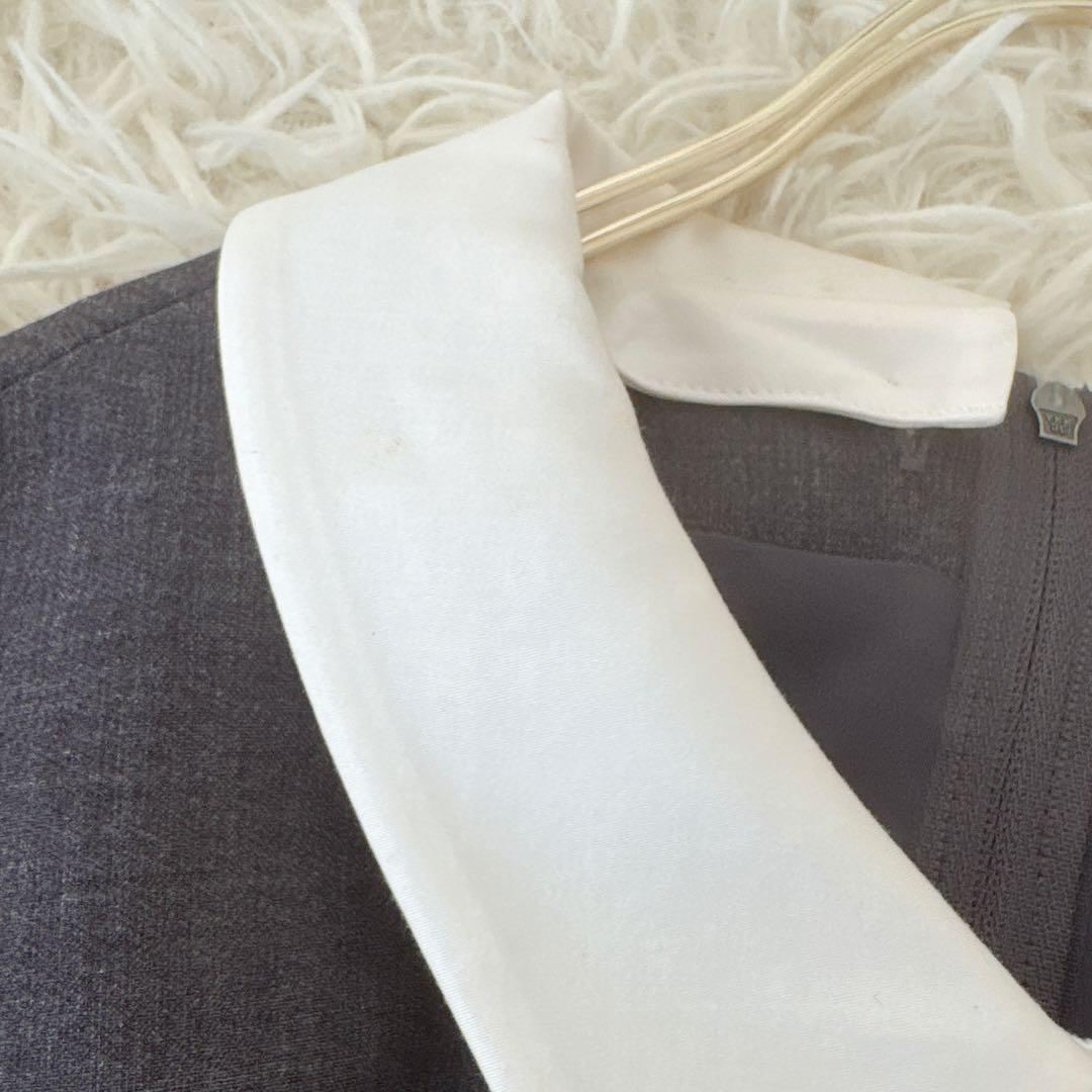 美品✨フォクシー プライベートノワール 白襟 ワンピース ドレス グレー 38