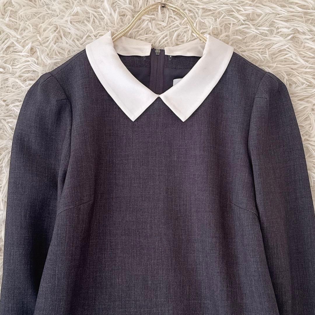 美品✨フォクシー プライベートノワール 白襟 ワンピース ドレス グレー 38