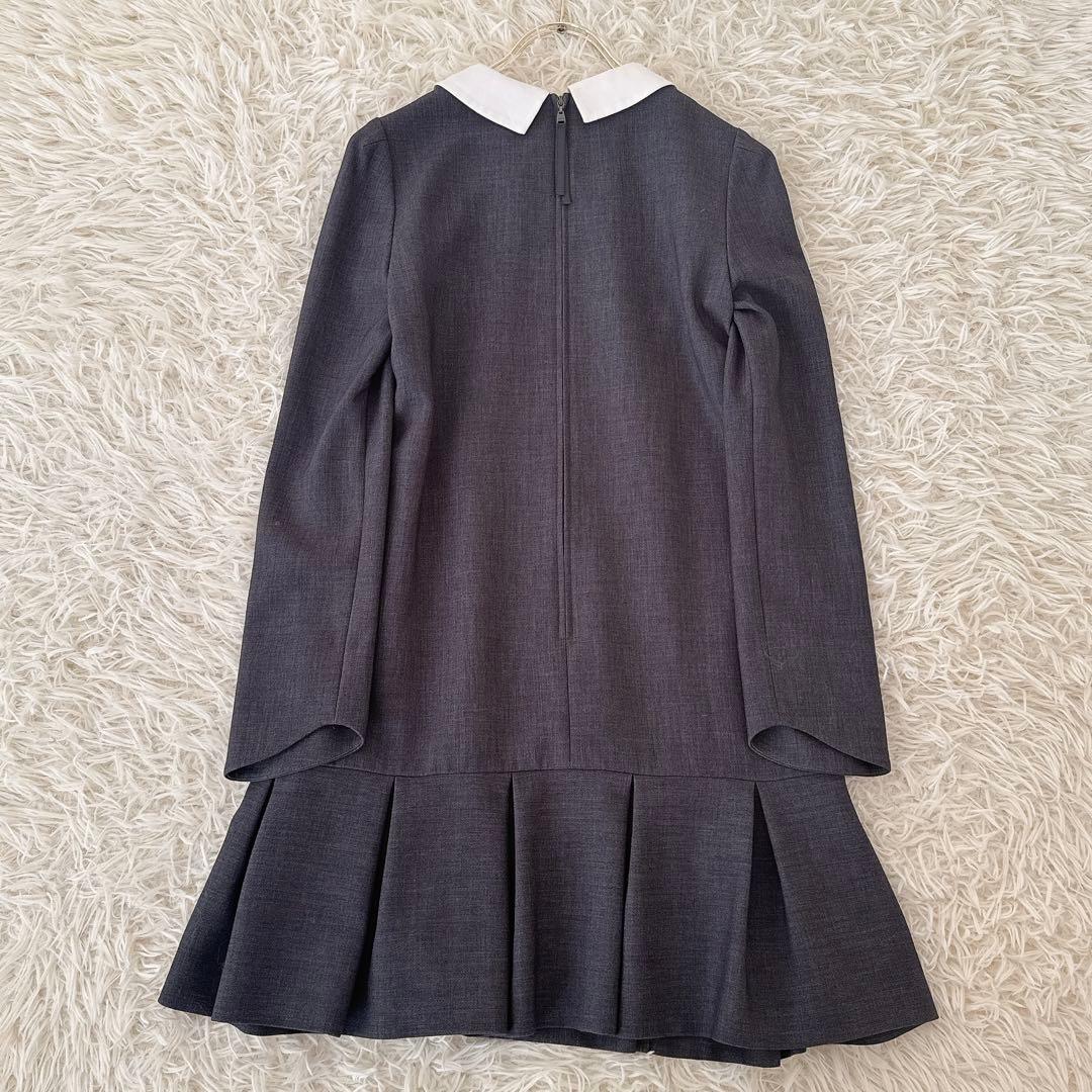 美品✨フォクシー プライベートノワール 白襟 ワンピース ドレス グレー 38