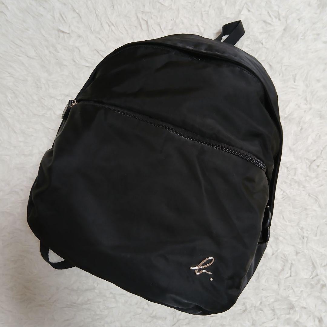 【agnes b.】bロゴ　ナイロン　バックパック　リュックサック　ブラック
