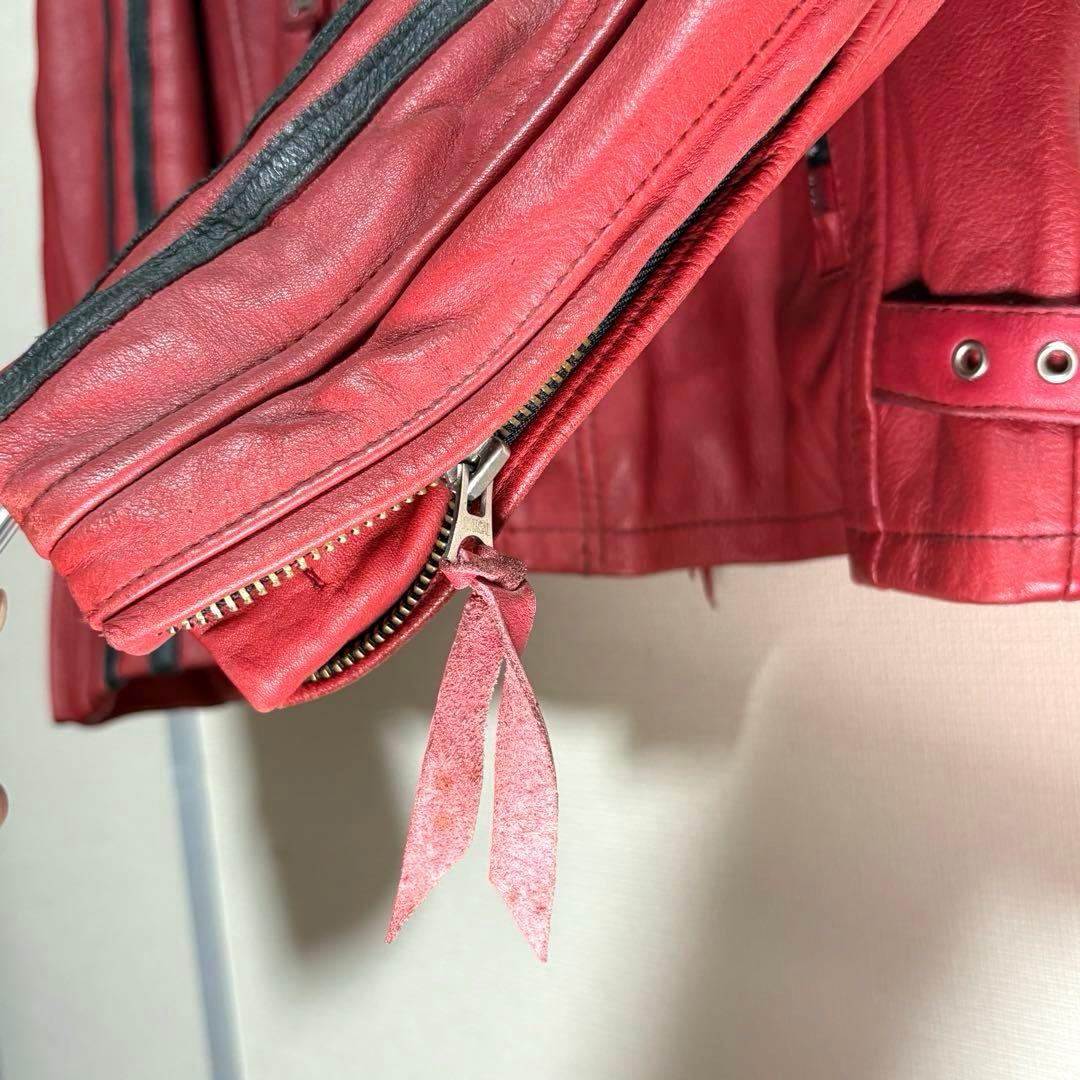 Schott シングルライダース レッド ブラックライン - メルカリ