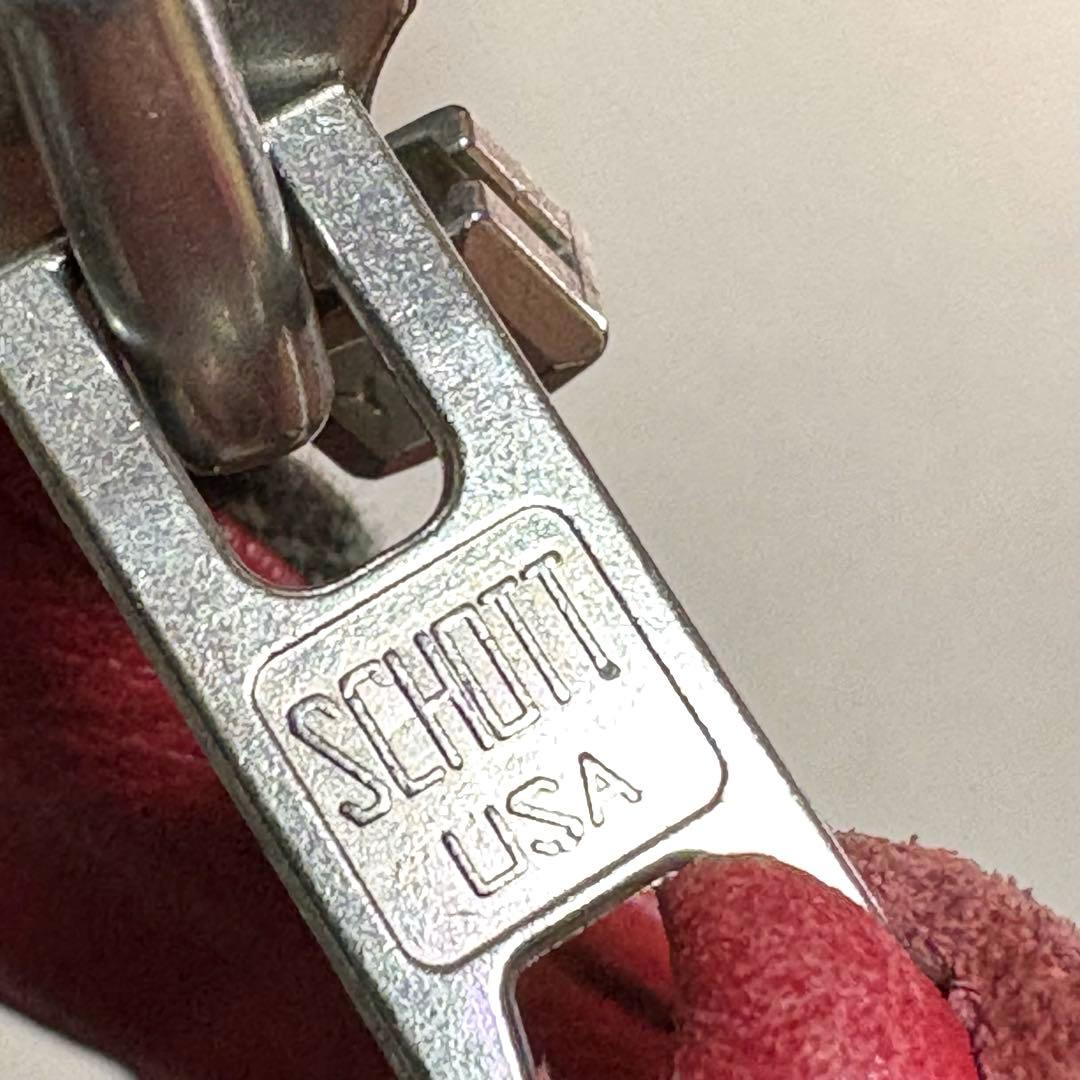 Schott シングルライダース レッド ブラックライン - メルカリ