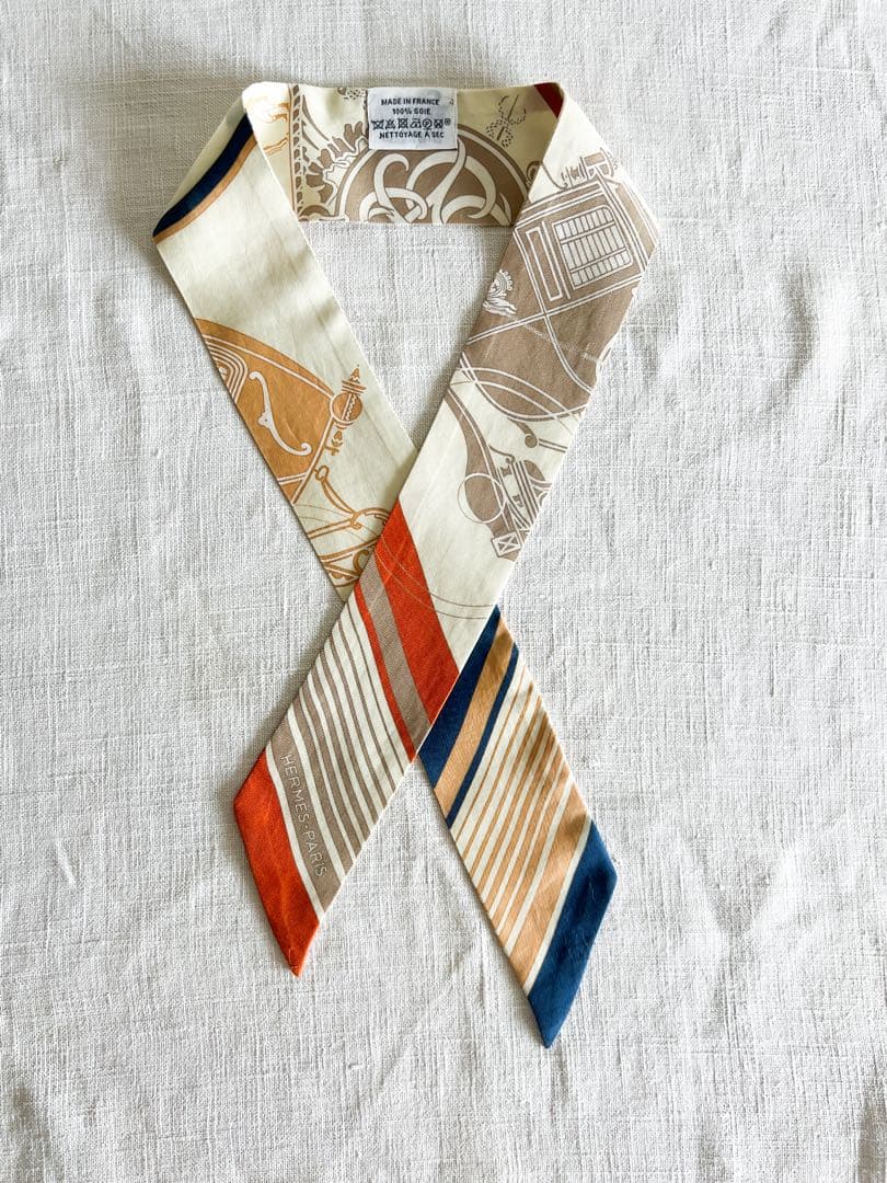 【HERMES】エルメス ツイリー エクスリブリス EX-LIBRIS オレンジ