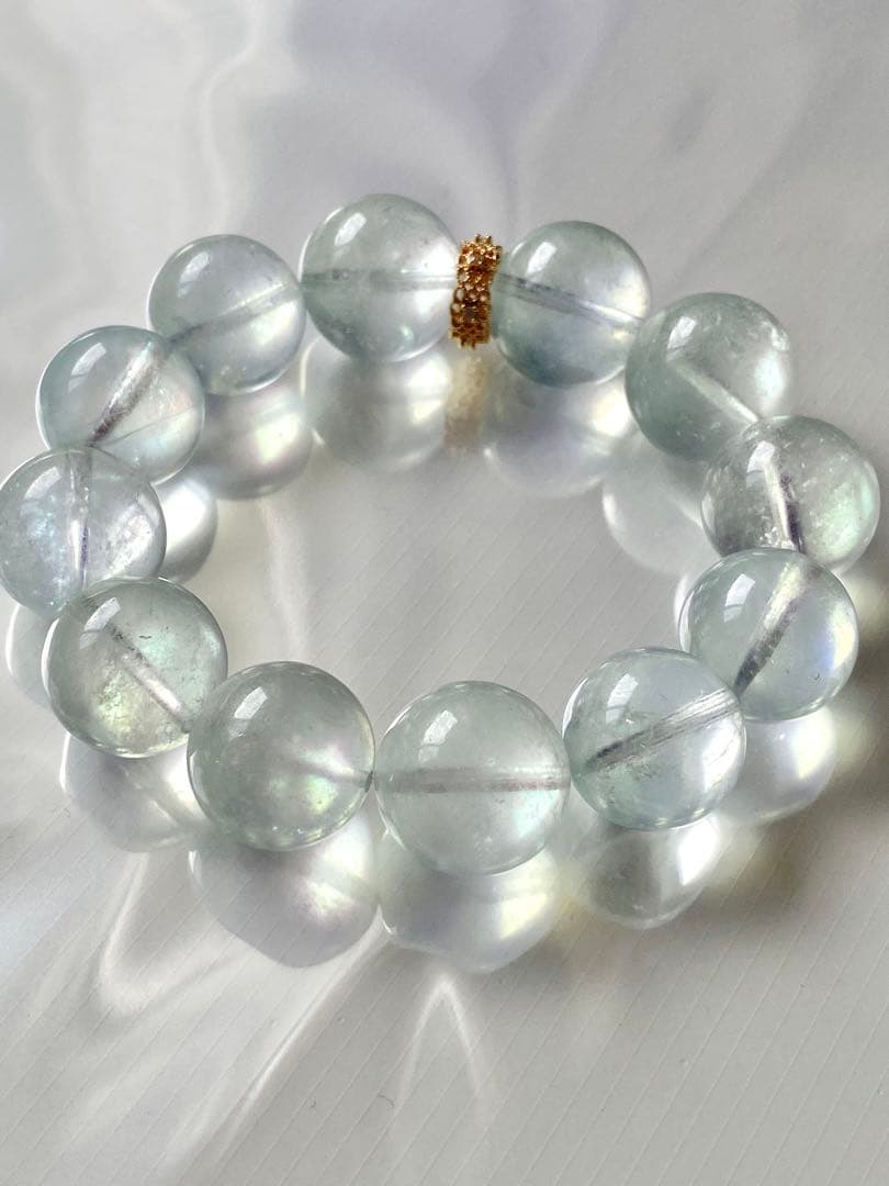 ピンクシラーアクアマリンブレスレット