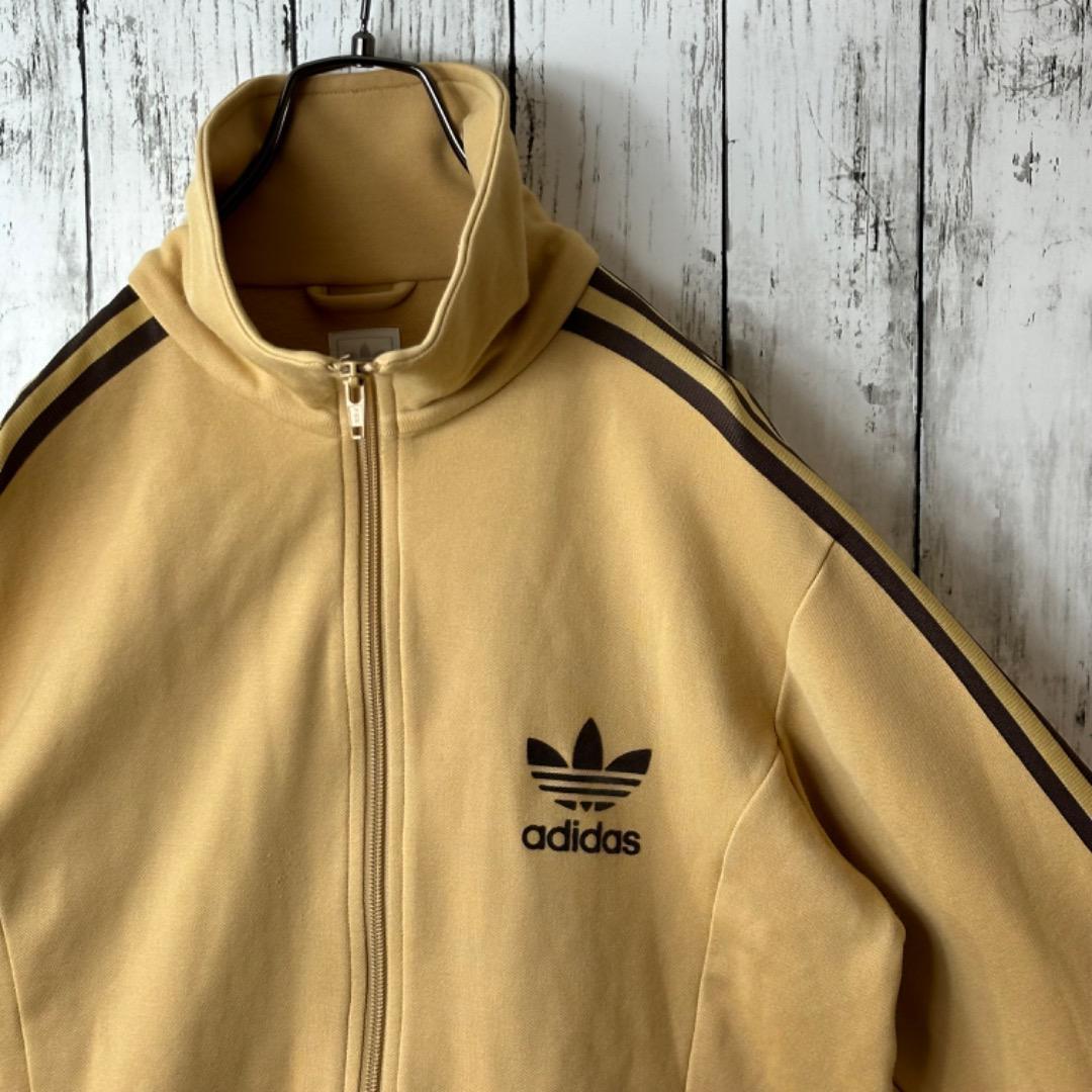 【超希少】アディダス ジャージ L ブラウン ベージュ ハイネック 茶色 黒
