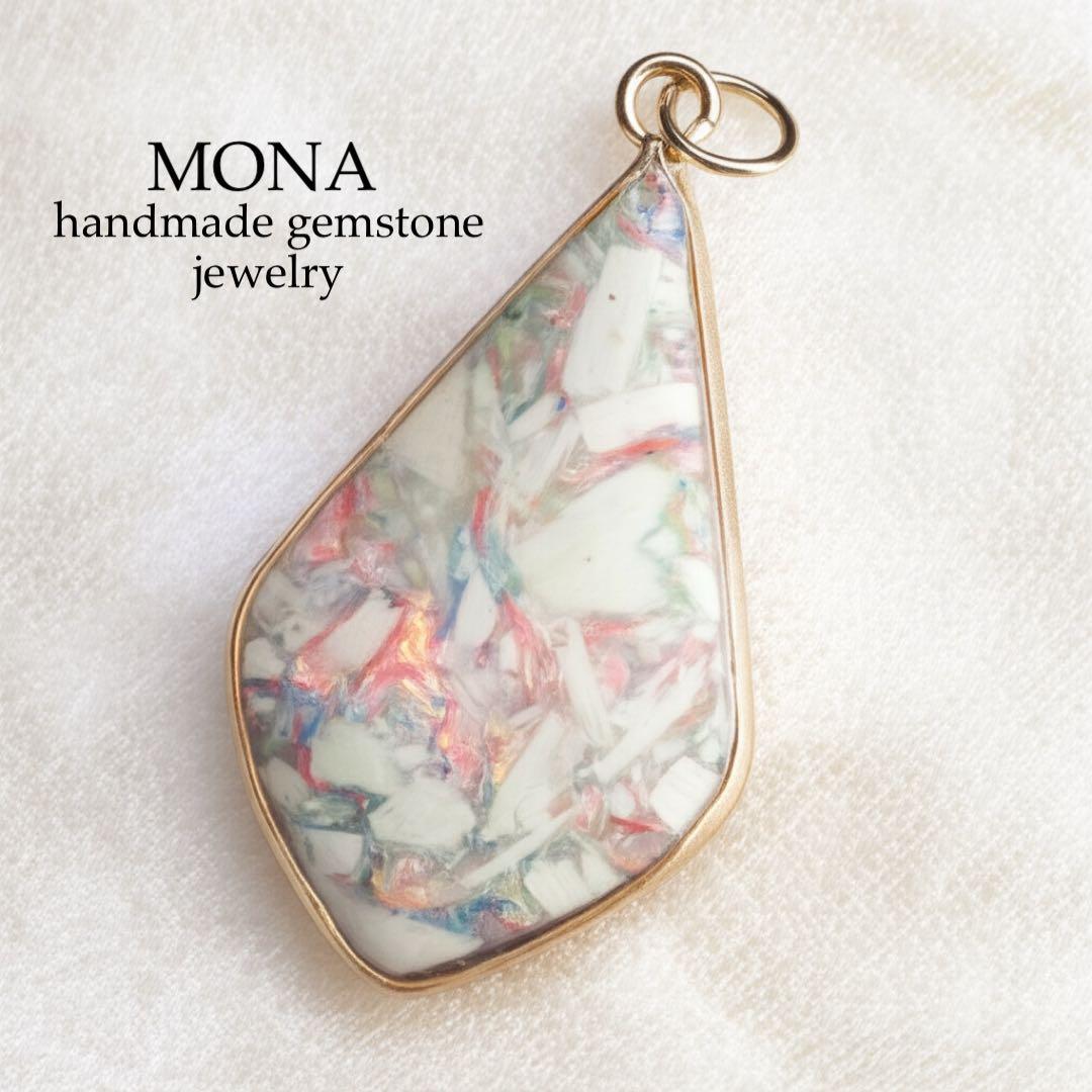 【もも】宝石質マルチカラーフローライトのシンプルブレスレット