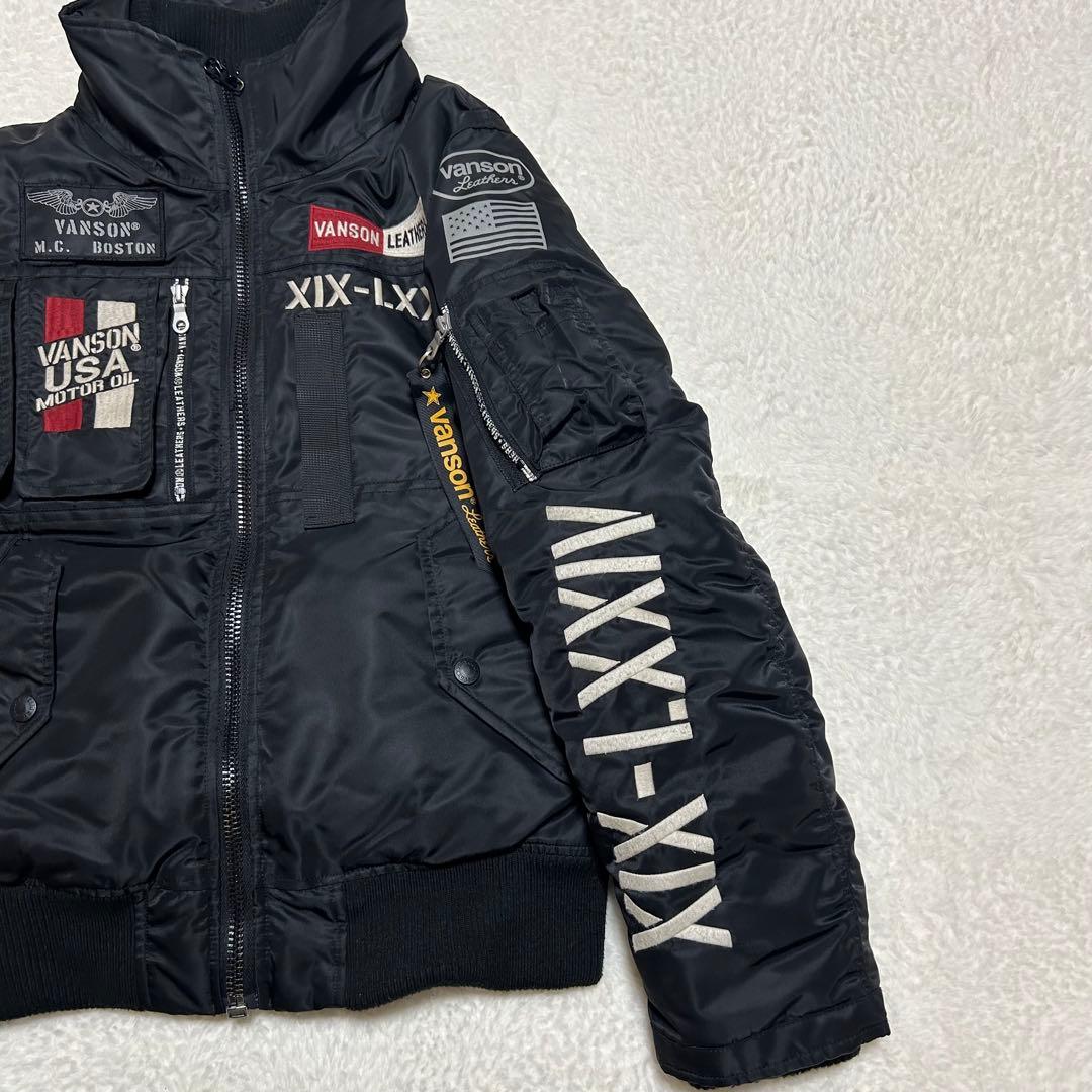 VANSON MA-1 フライトジャケット 裏地 シンサレート カモフラ 黒 S