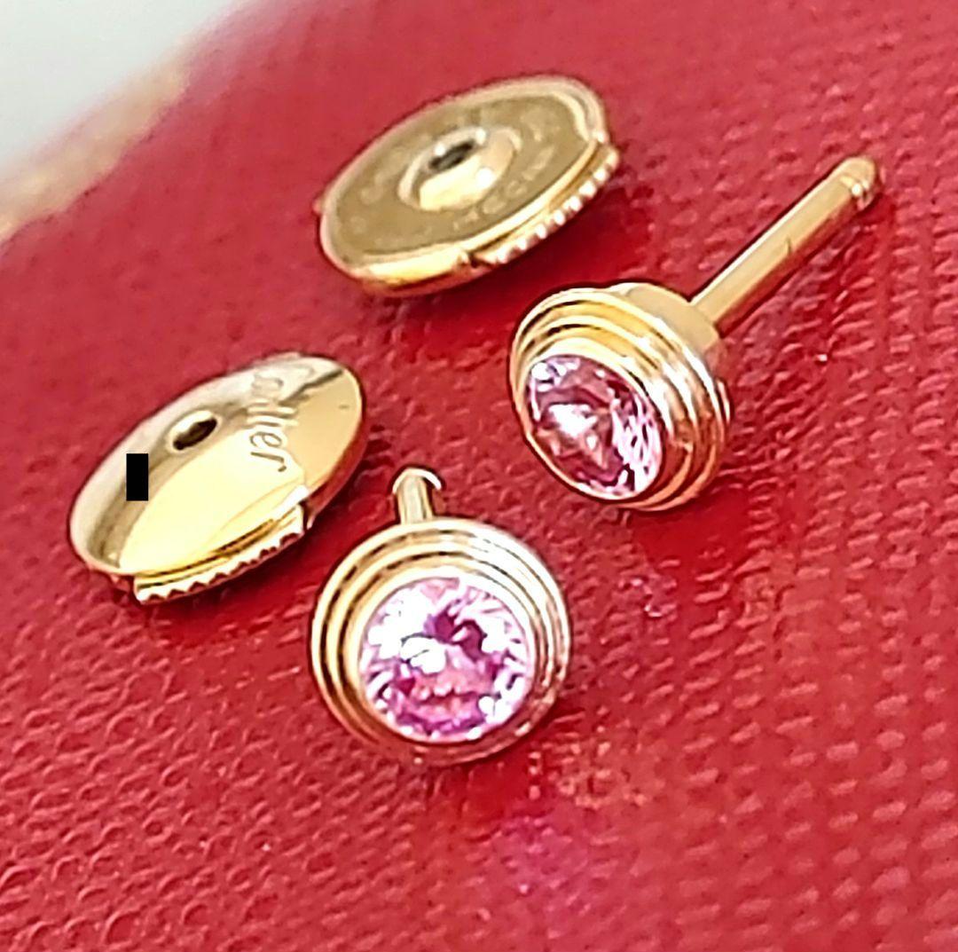 やや訳あり☆カルティエ ダムール K18PG ピンクサファイアピアス 証明
