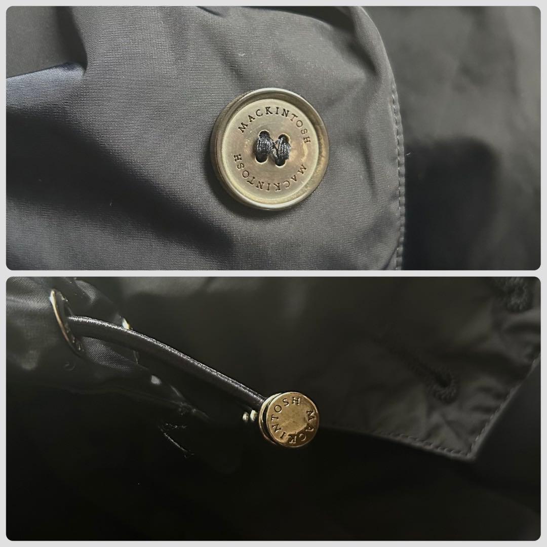 極美品 マッキントッシュ ダウン コート フーディ 比翼ボタン 38 M 紺色