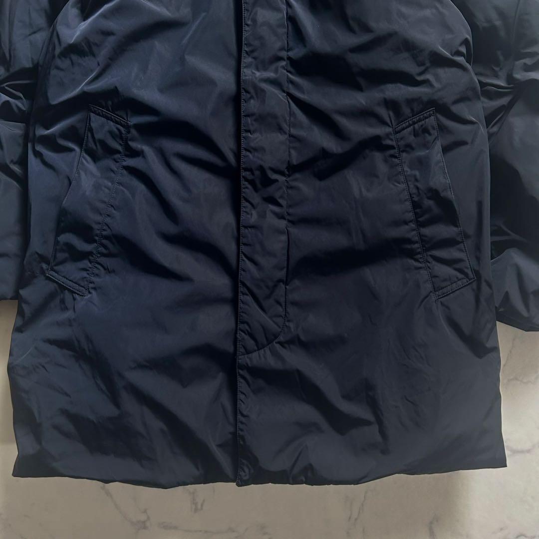 極美品 マッキントッシュ ダウン コート フーディ 比翼ボタン 38 M 紺色