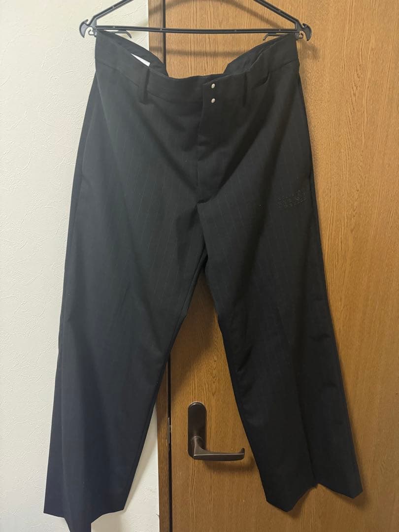 MM6メゾンマルジェラ黒 ストライプ ワイドパンツ