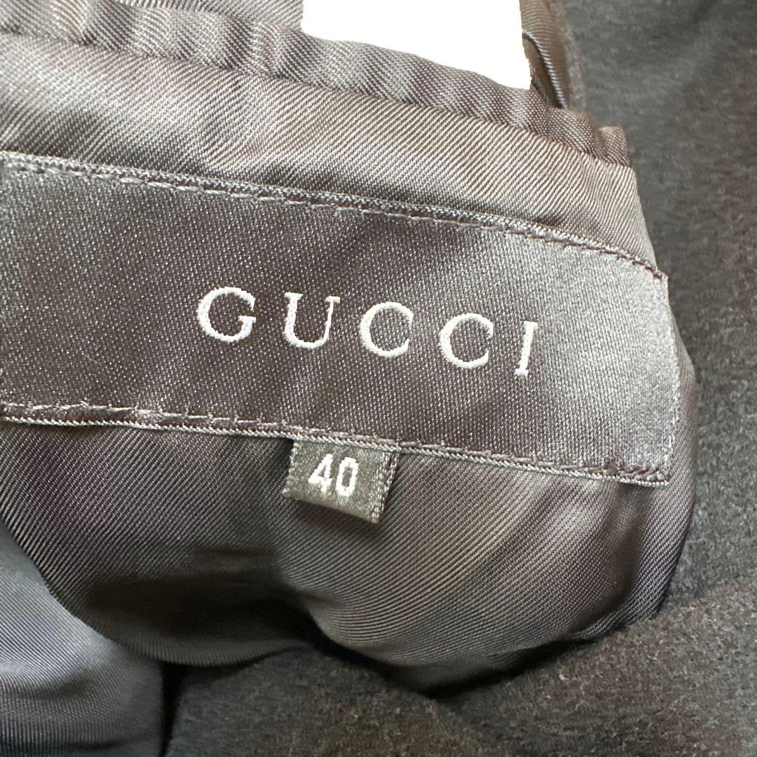 GUCCI　グッチ　カシミヤ入り　スタンドカラーロングコート　黒